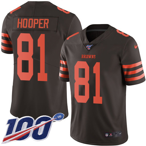 Nike Browns #81 Austin Hooper Brown Youth Stitched NFL Limited Rush 100th Season Jersey